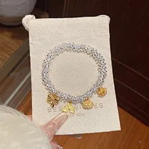 Curved Tube Round Bead Bracelet